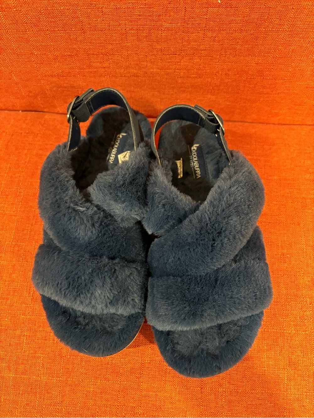 Koolaburra Navy Plush Faux-Fur Slingback Slides